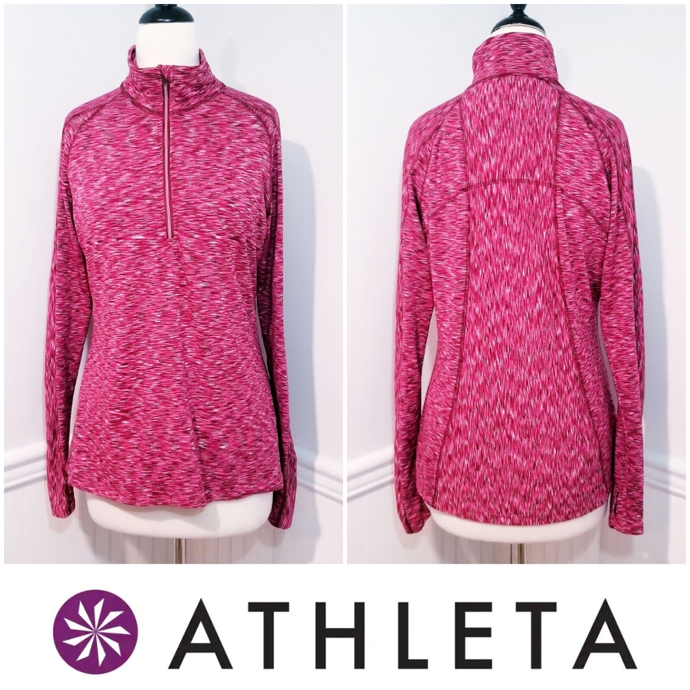Athleta Pink Space-Dye Half-Zip Pullover